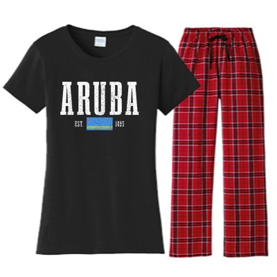 Aruba Est. 1499 Aruba Flag Pride Vintage Aruba Women's Flannel Pajama Set