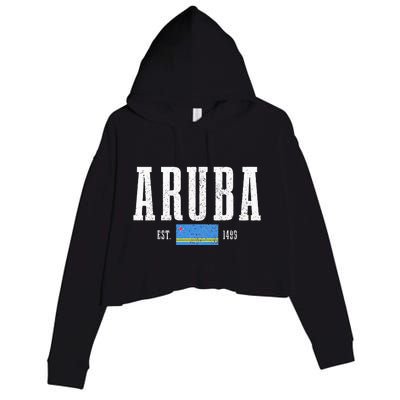 Aruba Est. 1499 Aruba Flag Pride Vintage Aruba Crop Fleece Hoodie