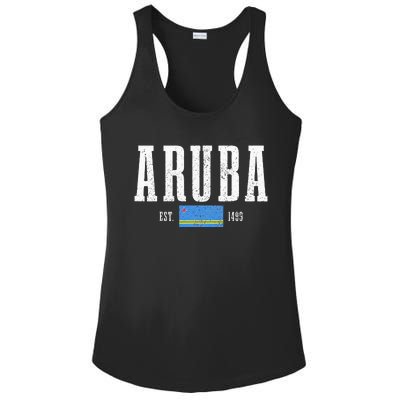 Aruba Est. 1499 Aruba Flag Pride Vintage Aruba Ladies PosiCharge Competitor Racerback Tank