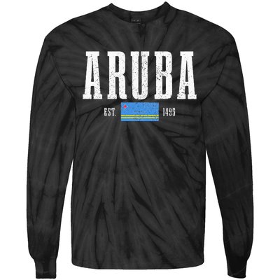 Aruba Est. 1499 Aruba Flag Pride Vintage Aruba Tie-Dye Long Sleeve Shirt