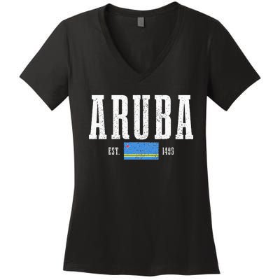 Aruba Est. 1499 Aruba Flag Pride Vintage Aruba Women's V-Neck T-Shirt