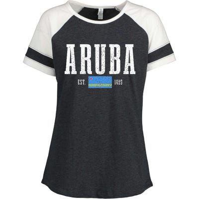 Aruba Est. 1499 Aruba Flag Pride Vintage Aruba Enza Ladies Jersey Colorblock Tee