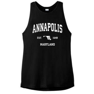 Annapolis Est 1649 Maryland Md Vintage Sports Design Ladies PosiCharge Tri-Blend Wicking Tank