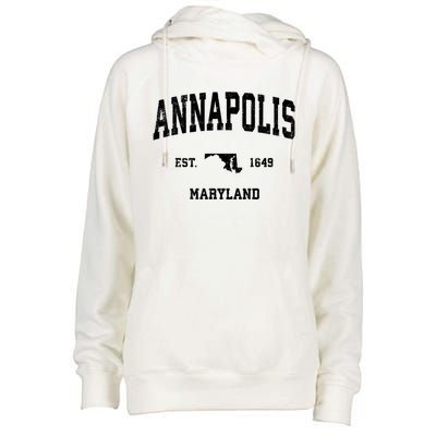 Annapolis Est 1649 Maryland Md Vintage Sports Design Womens Funnel Neck Pullover Hood