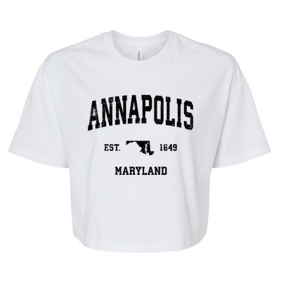 Annapolis Est 1649 Maryland Md Vintage Sports Design Bella+Canvas Jersey Crop Tee