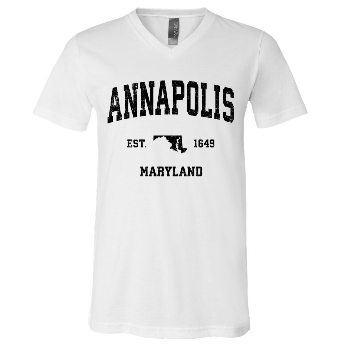 Annapolis Est 1649 Maryland Md Vintage Sports Design V-Neck T-Shirt
