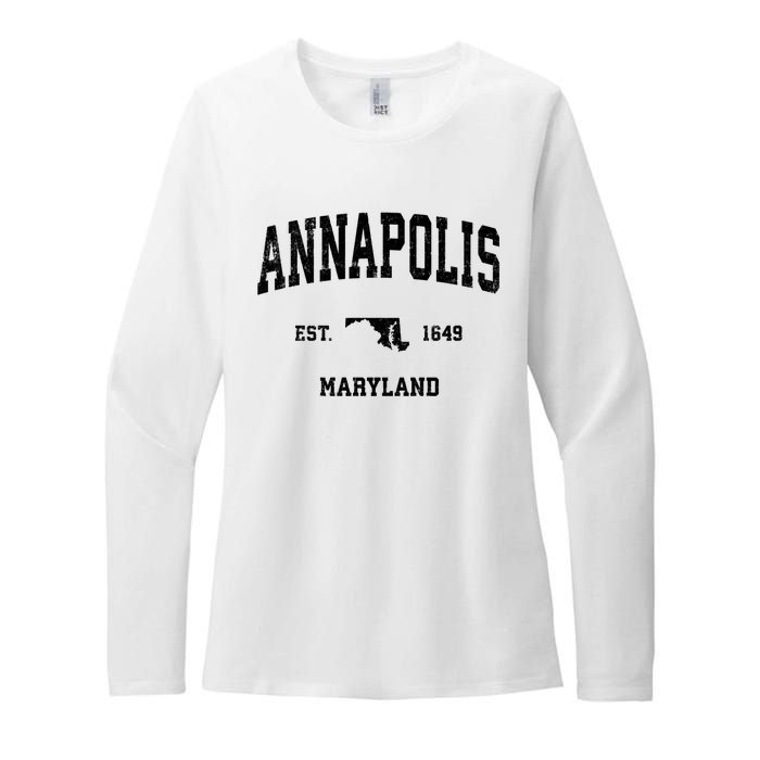 Annapolis Est 1649 Maryland Md Vintage Sports Design Womens CVC Long Sleeve Shirt