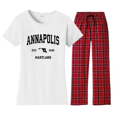 Annapolis Est 1649 Maryland Md Vintage Sports Design Women's Flannel Pajama Set