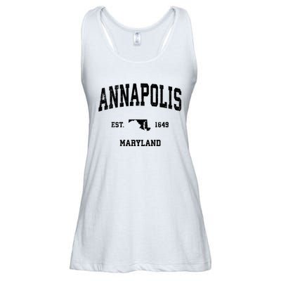 Annapolis Est 1649 Maryland Md Vintage Sports Design Ladies Essential Flowy Tank