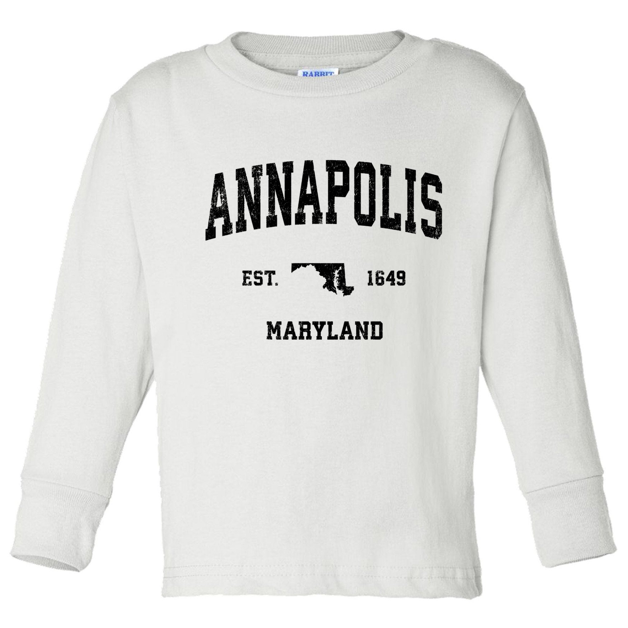 Annapolis Est 1649 Maryland Md Vintage Sports Design Toddler Long Sleeve Shirt