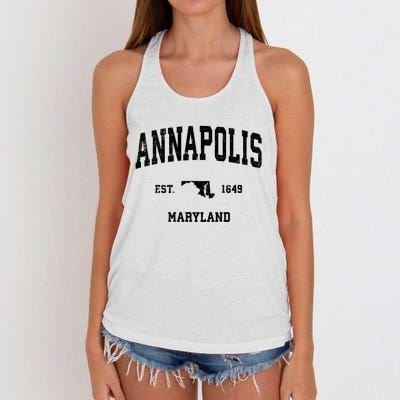 Annapolis Est 1649 Maryland Md Vintage Sports Design Women's Knotted Racerback Tank