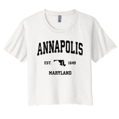 Annapolis Est 1649 Maryland Md Vintage Sports Design Women's Crop Top Tee