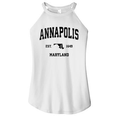 Annapolis Est 1649 Maryland Md Vintage Sports Design Women’s Perfect Tri Rocker Tank