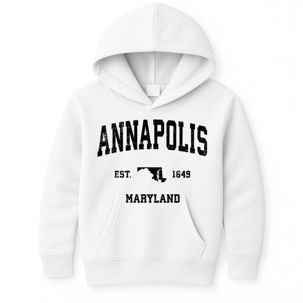 Annapolis Est 1649 Maryland Md Vintage Sports Design Kids Hoodie