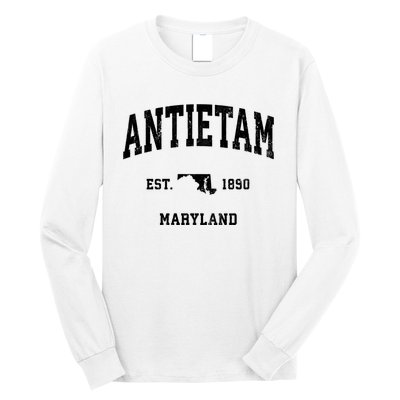 Antietam Est 1890 Maryland Md Vintage Athletic Sports Design Long Sleeve Shirt