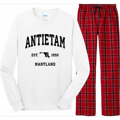 Antietam Est 1890 Maryland Md Vintage Athletic Sports Design Long Sleeve Pajama Set