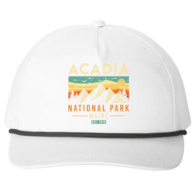 Acadia Est. 1919 Vintage Retro Maine National Park Snapback Five-Panel Rope Hat