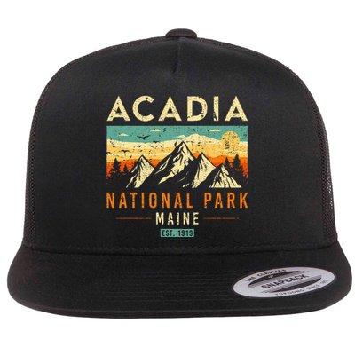 Acadia Est. 1919 Vintage Retro Maine National Park Flat Bill Trucker Hat