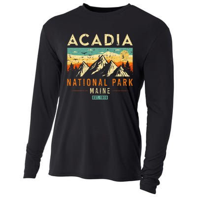 Acadia Est. 1919 Vintage Retro Maine National Park Cooling Performance Long Sleeve Crew