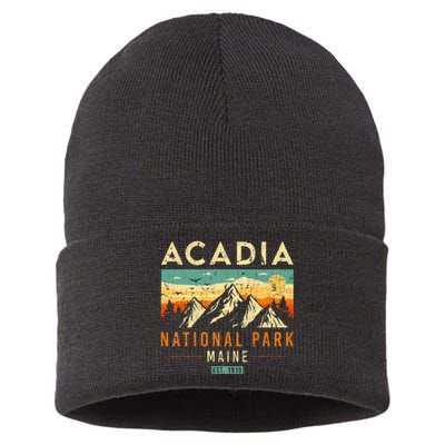 Acadia Est. 1919 Vintage Retro Maine National Park Sustainable Knit Beanie