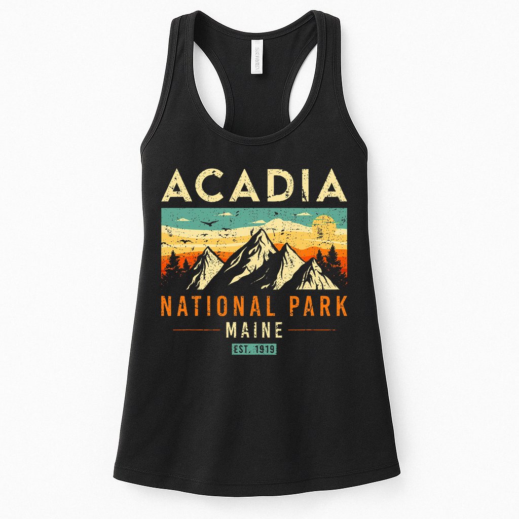 Acadia Est. 1919 Vintage Retro Maine National Park Womens Tank Top