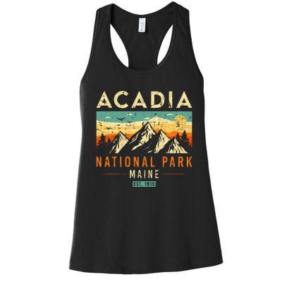 Acadia Est. 1919 Vintage Retro Maine National Park Women's Racerback Tank