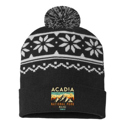 Acadia Est. 1919 Vintage Retro Maine National Park USA-Made Snowflake Beanie