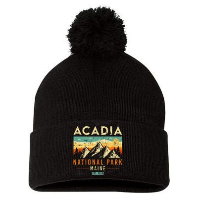 Acadia Est. 1919 Vintage Retro Maine National Park Pom Pom 12in Knit Beanie