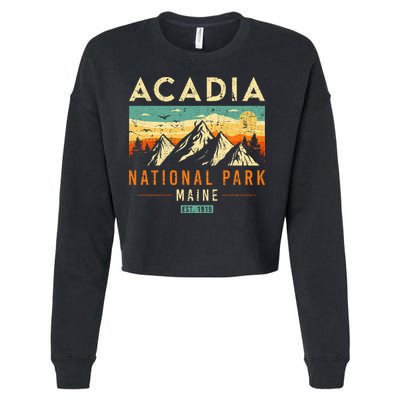 Acadia Est. 1919 Vintage Retro Maine National Park Cropped Pullover Crew