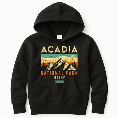Acadia Est. 1919 Vintage Retro Maine National Park Kids Hoodie