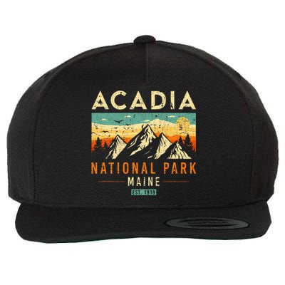 Acadia Est. 1919 Vintage Retro Maine National Park Wool Snapback Cap