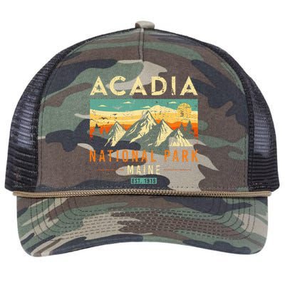 Acadia Est. 1919 Vintage Retro Maine National Park Retro Rope Trucker Hat Cap