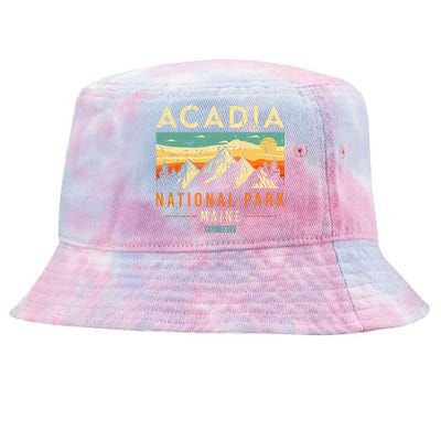 Acadia Est. 1919 Vintage Retro Maine National Park Tie-Dyed Bucket Hat