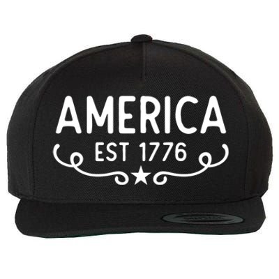 America Est 1776 Patriotic 4th Of July Veteran Gift Wool Snapback Cap