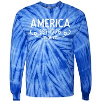 America Est 1776 Patriotic 4th Of July Veteran Gift Tie-Dye Long Sleeve Shirt