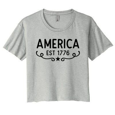 America Est 1776 Patriotic 4th Of July Veteran Gift Women's Crop Top Tee