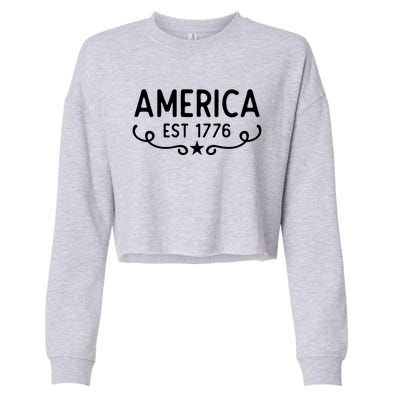 America Est 1776 Patriotic 4th Of July Veteran Gift Cropped Pullover Crew