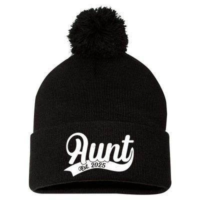 Aunt Est. 2025 New Baby Niece Nephew Pom Pom 12in Knit Beanie