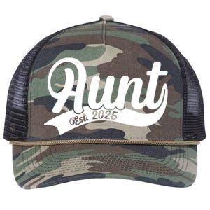 Aunt Est. 2025 New Baby Niece Nephew Retro Rope Trucker Hat Cap