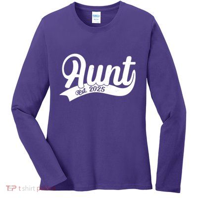 Aunt Est. 2025 New Baby Niece Nephew Ladies Long Sleeve Shirt