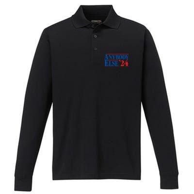 Anybody Else 24 Election 2024 Anti Biden Trump Desantis Vote Gift Performance Long Sleeve Polo