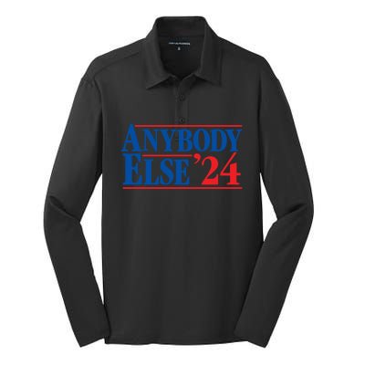 Anybody Else 24 Election 2024 Anti Biden Trump Desantis Vote Gift Silk Touch Performance Long Sleeve Polo