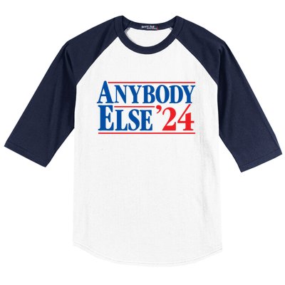 Anybody Else 24 Election 2024 Anti Biden Trump Desantis Vote Gift Baseball Sleeve Shirt