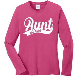 Aunt Est. 2024 New Baby Niece Nephew Ladies Long Sleeve Shirt