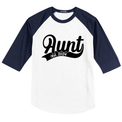 Aunt Est. 2024 New Baby Niece Nephew Baseball Sleeve Shirt