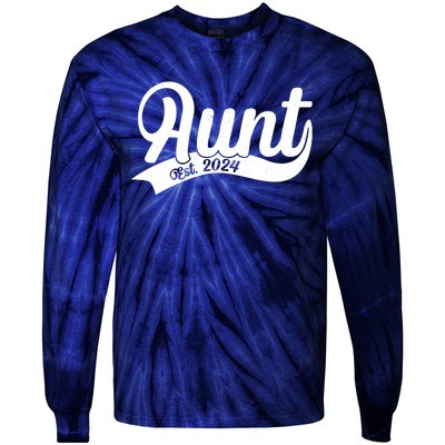 Aunt Est. 2024 New Baby Niece Nephew Tie-Dye Long Sleeve Shirt