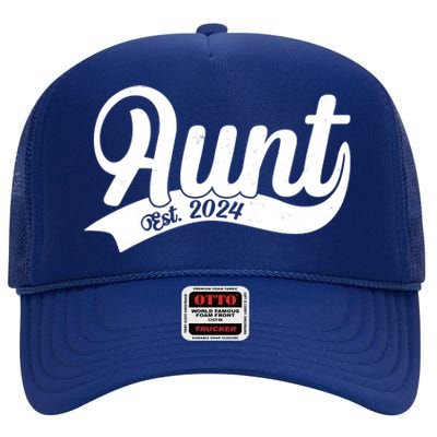 Aunt Est. 2024 New Baby Niece Nephew High Crown Mesh Back Trucker Hat