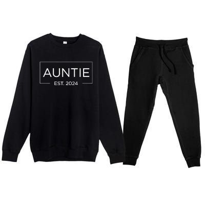 Auntie Est. 2024 Pregnancy Announcement New Auntie 2024 Premium Crewneck Sweatsuit Set