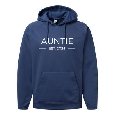 Auntie Est. 2024 Pregnancy Announcement New Auntie 2024 Performance Fleece Hoodie