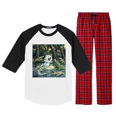 American Eskimo Alligator Fight Raglan Sleeve Pajama Set